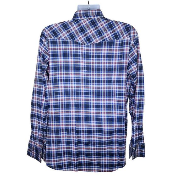 North Wood Long Sleeve Pearl Snap Plaid Shirt Mens Size XL Blue - Picture 3 of 5